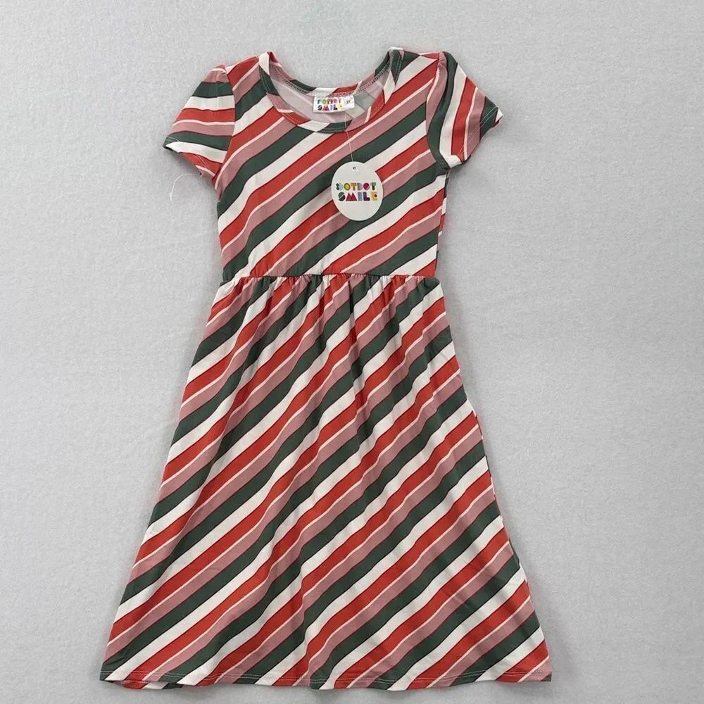 3For$20 Dot Dot Smile Red and White Striped Kids Dress size 2T